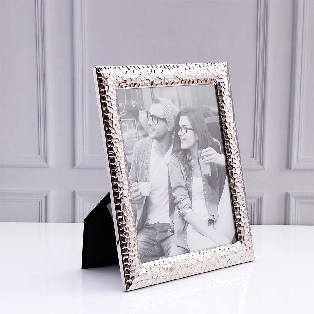 Textured Border Silver Plated Photo Frame
