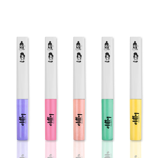 Elitty Anti-Hero Eyeliner Combo (Peach, Lilac Purple, Cyan Green, Yellow, Pink), 4 ml each