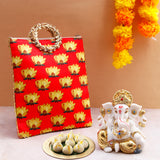 Shree Ganesha Idol with Red Bag and Modak 250 GM