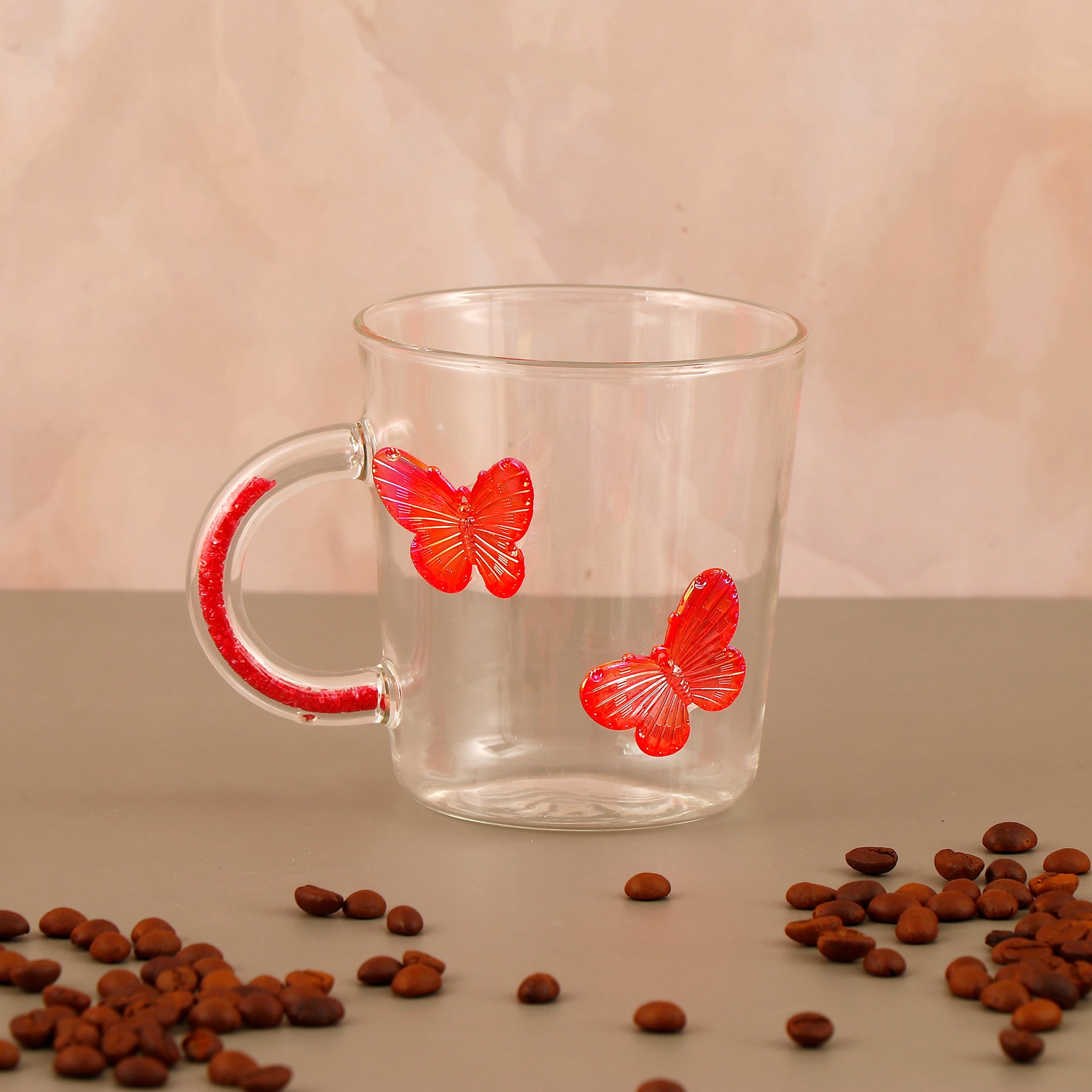 Red Butterfly Mug with Teddy and Sister Greeting Card