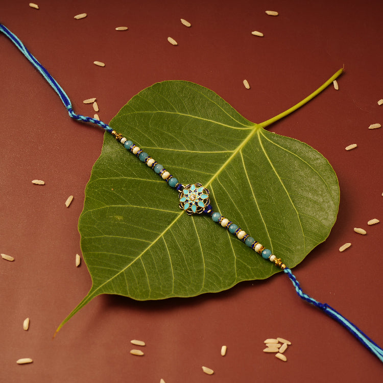 Traditional Blue Floral Rakhi