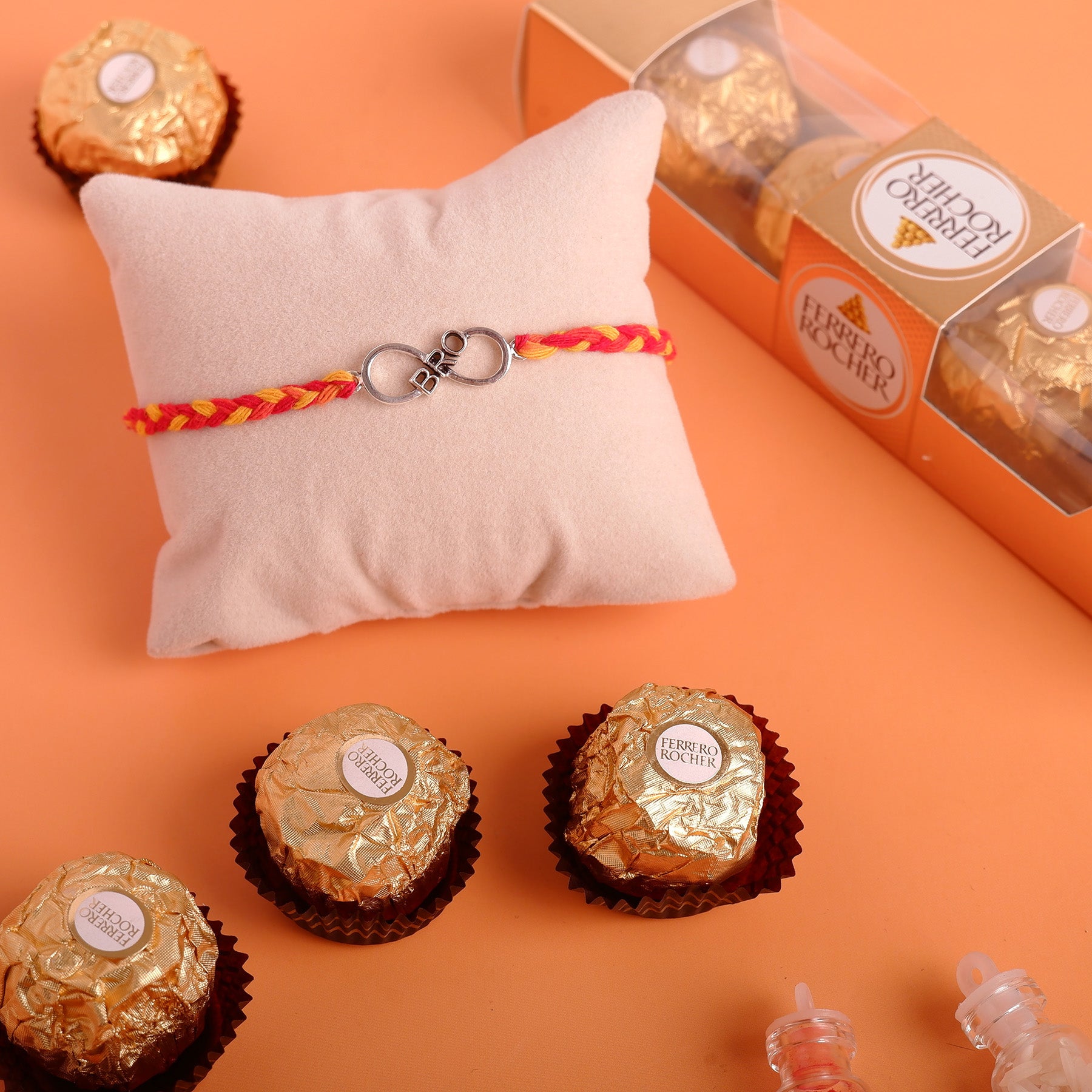 Infinite Bro Silver Rakhi with Ferrero Rocher - 50 GM