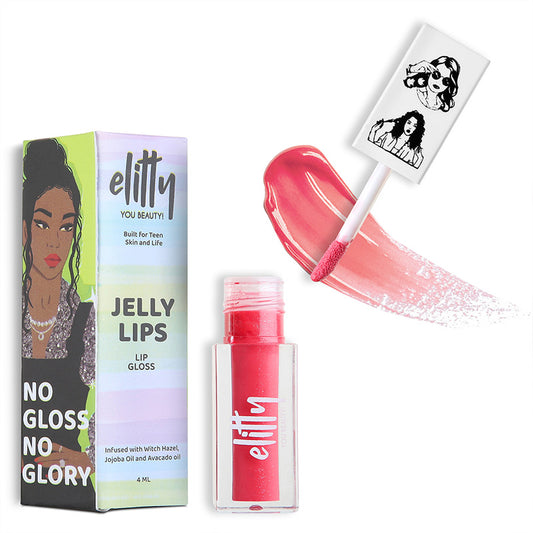 Elitty Jelly Lips- Pink Lip Gloss for High Shine, Glossy Finish - Pretty Drip (4ml)