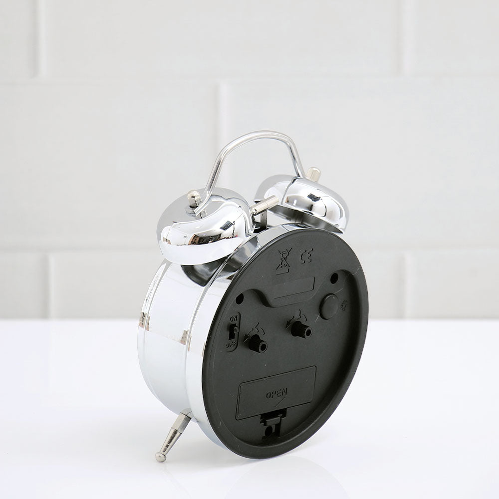 Blue and Silver Twin Bell Alarm Clock