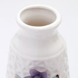 White Ceramic Vase with Embossed Flowers