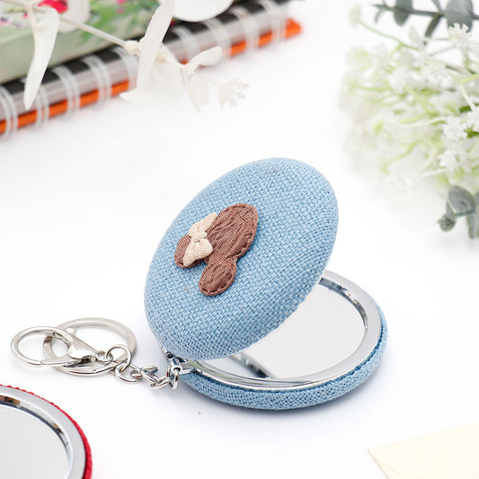 Blue Knitted Compact Mirror