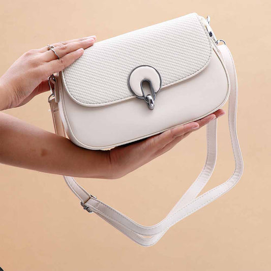 Archies White Luxe Diva Handbag with Adjustable Straps