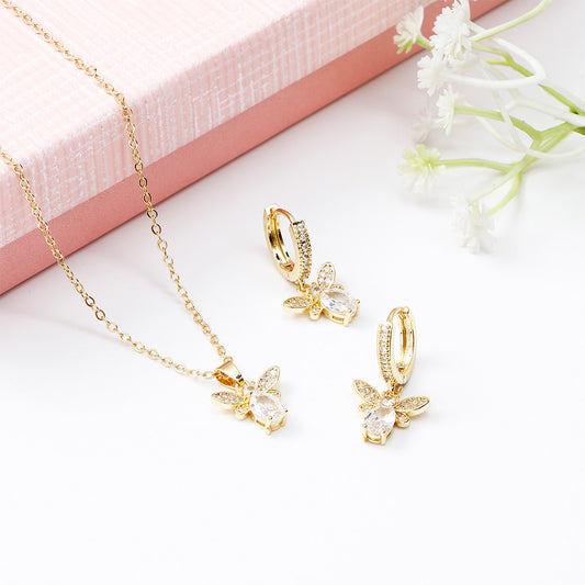 Bumblebee Bliss Pendant Earing Set with Gift Box