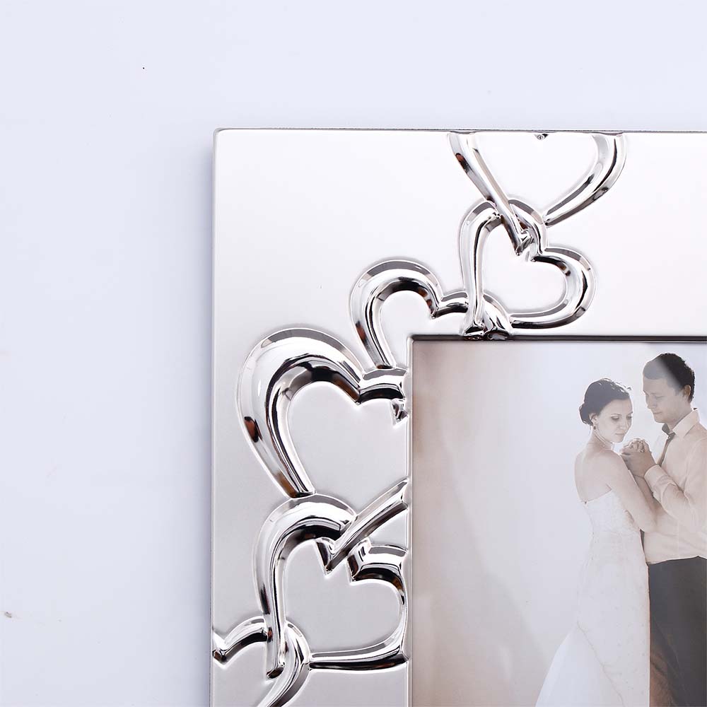 Silver Plated Hearts Engraved Photo Frame