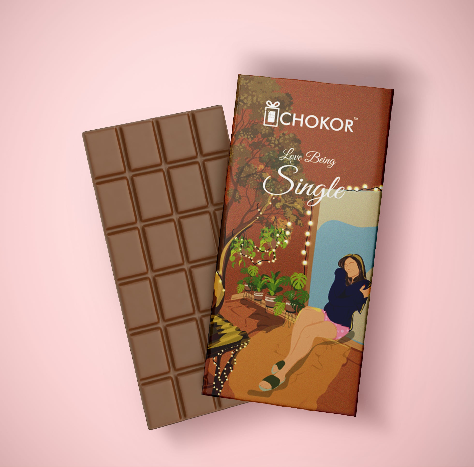 CHOKOR Being Single (Girl) - Coffee Flavoured Almond Chocolate Bar