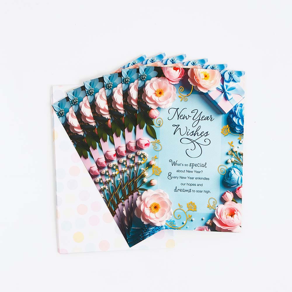 Pack of 6 New Year Wishes Greeting Card with Envelope