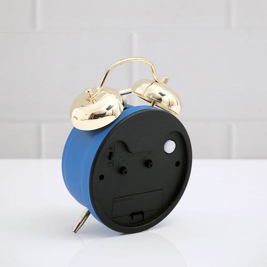 Matte Blue Twin Bell Alarm Clock