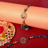 Gold Emblished Peacock Bhaiya Bhabhi Rakhi