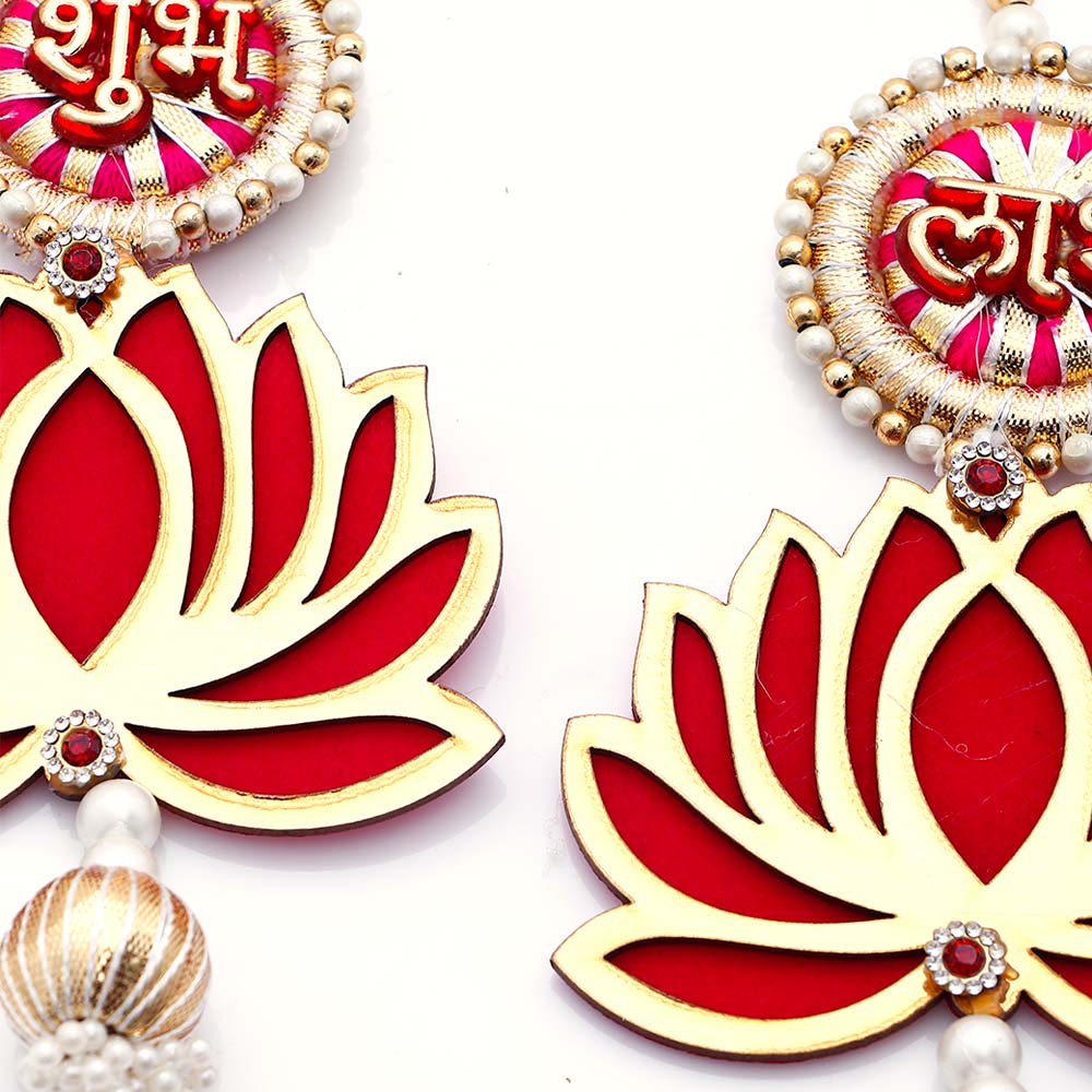 Traditional Pink Shubh Labh Lotus Hanging