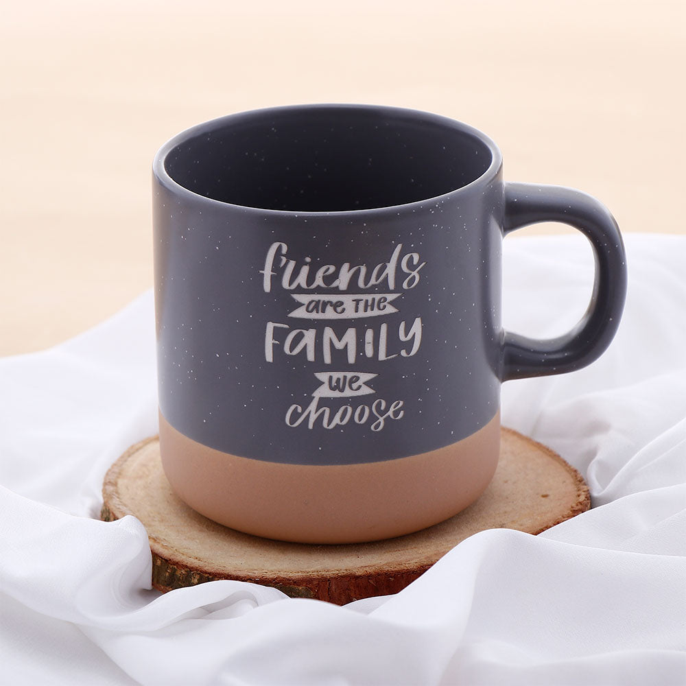 Friends are Family Quoted Cork Base Grey Mug