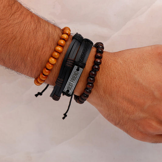 Best Friend Quoted Beaded Multilayer Leather Bracelet