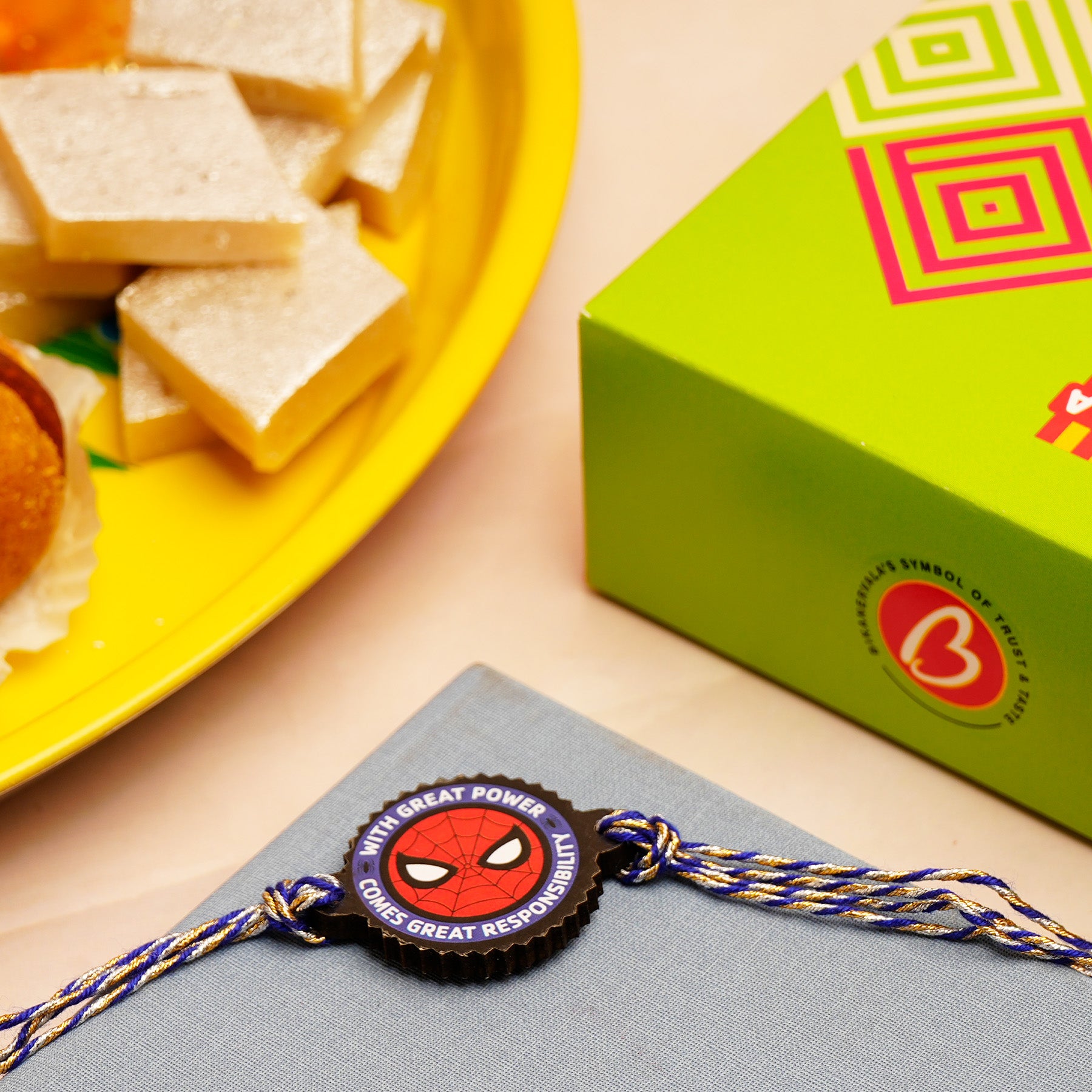 Spider Man Rakhi with Kaju Barfi