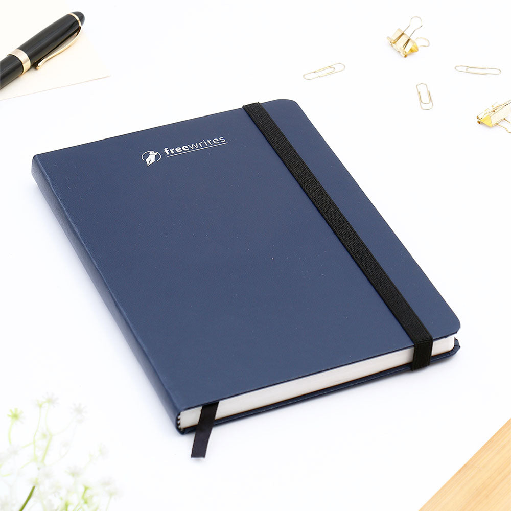 Blue Hardbound Corporate Journal with Pen