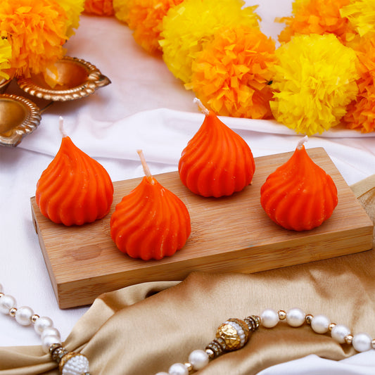 Set of 4 Modak Diyas - Orange