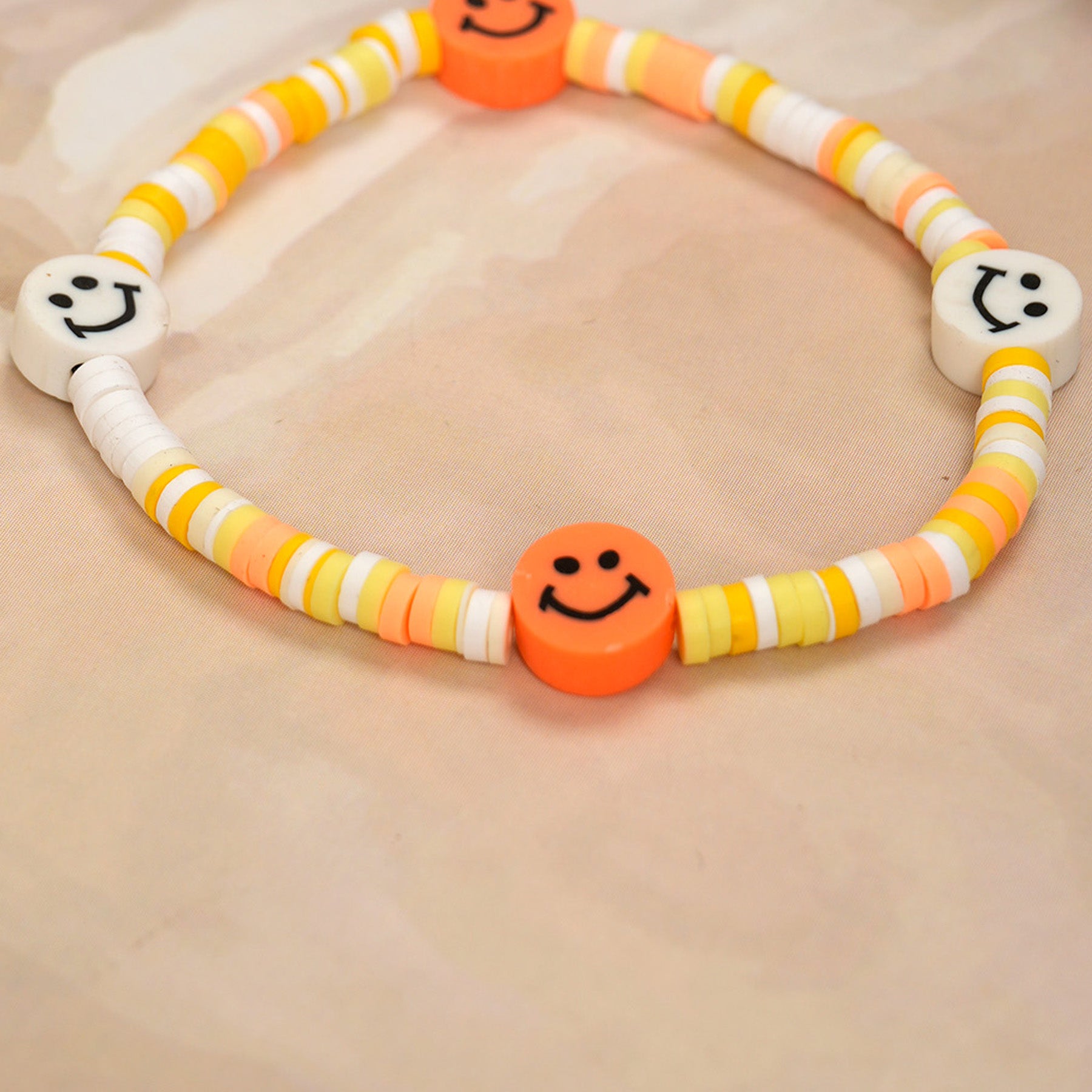 Yellow Loop Smiley Bead Friendship Bracelet