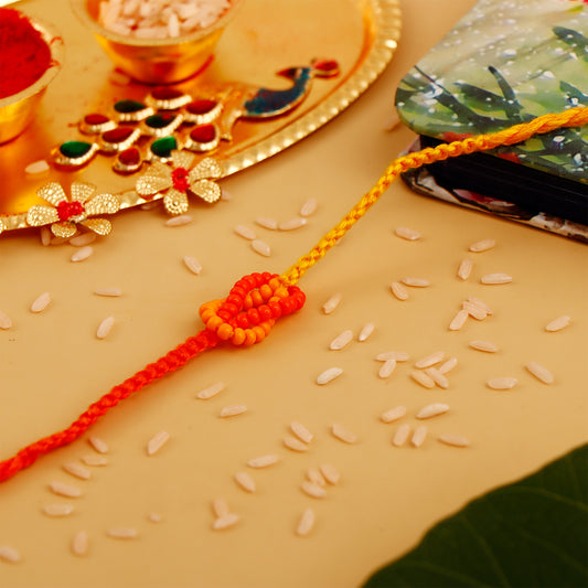 Beaded Yellow and Orange Rakhi