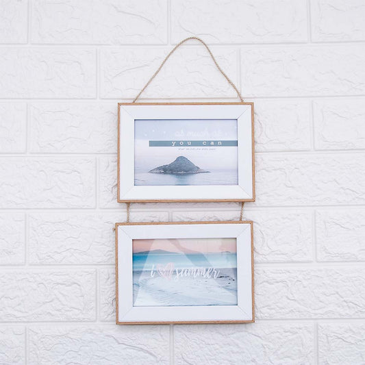 Ivory Dual Space Hanging Photo Frame