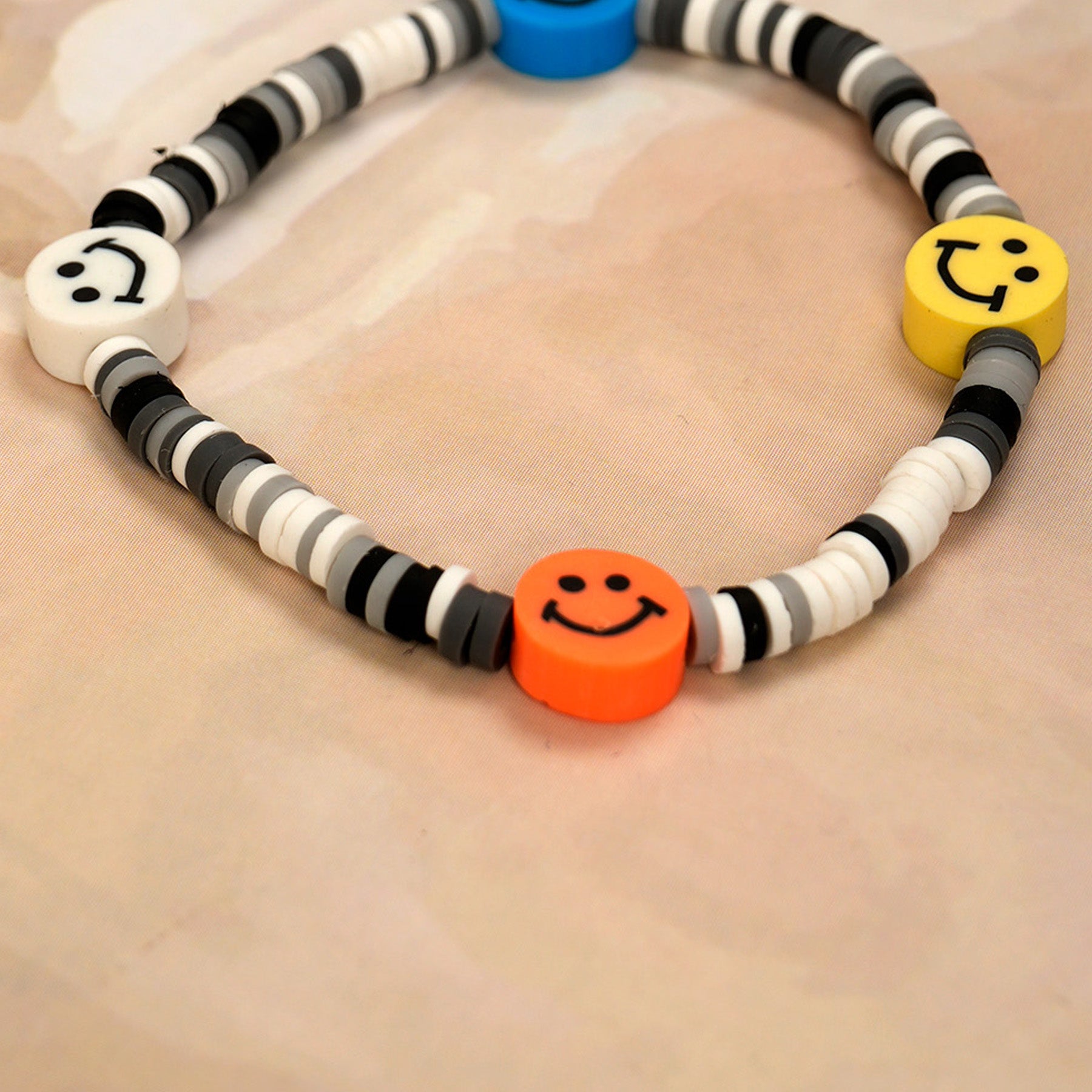 White Loop Smiley Bead Friendship Bracelet