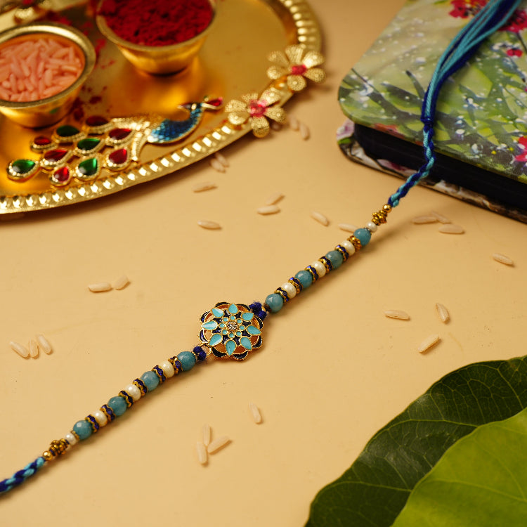 Traditional Blue Floral Rakhi