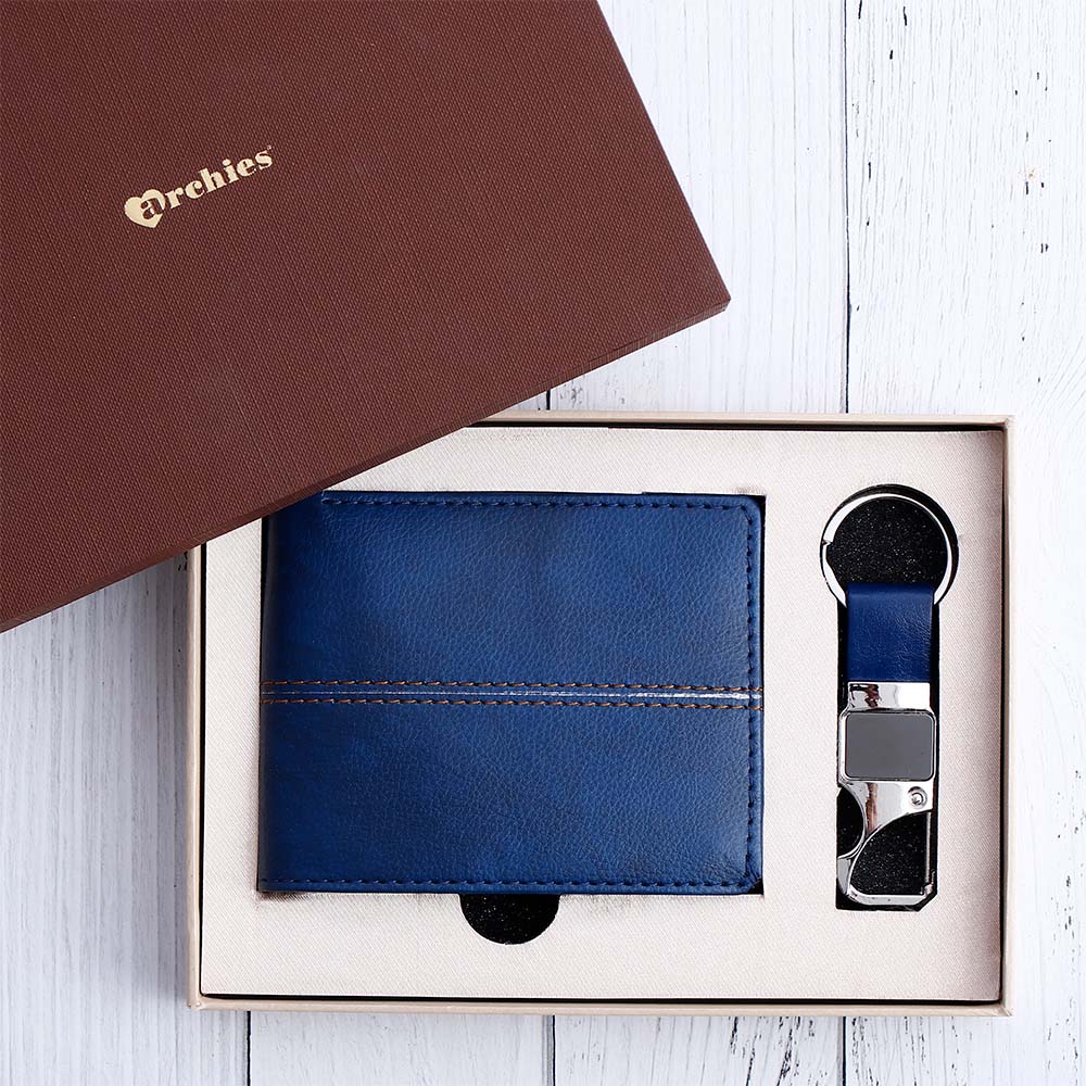Royal Blue Wallet And Keychain Gift Set