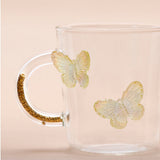Yellow Butterfly Charmed Glass Mug