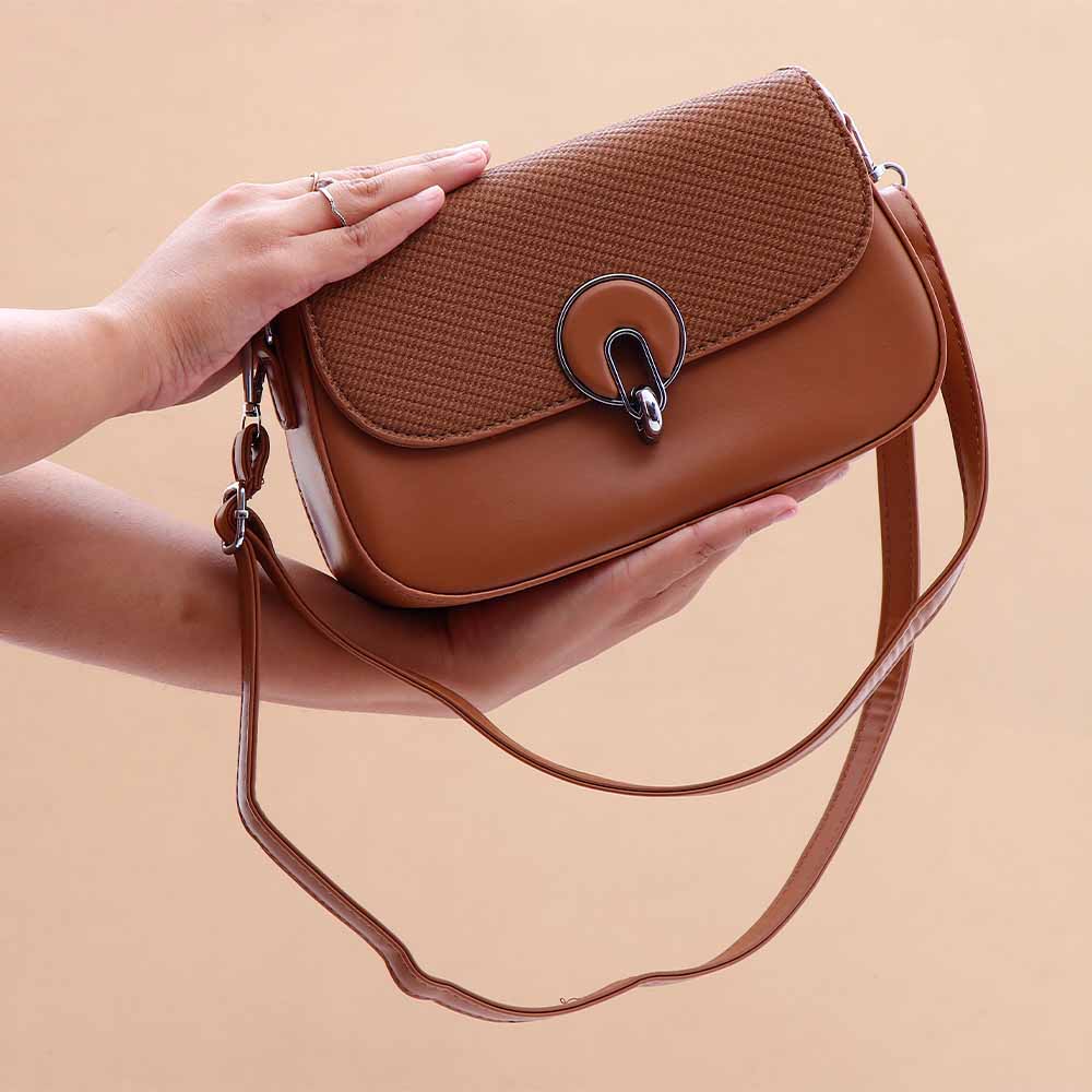 Archies Brown Luxe Diva Handbag with Adjustable Straps