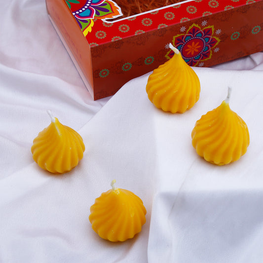 Set of 4 Modak Diyas - Yellow