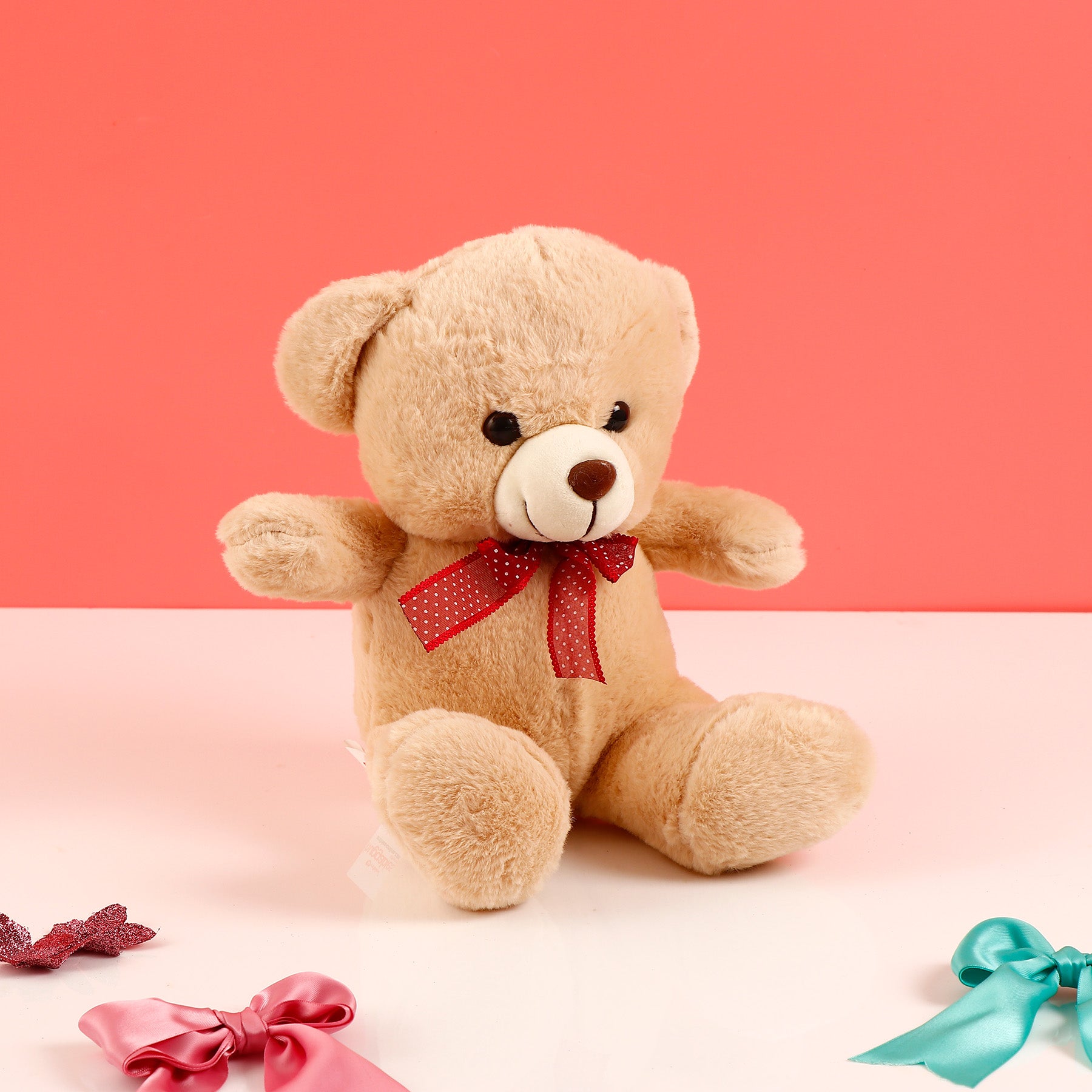 Pink Bow Shimmer Bag with Pink Teddy and Greeting Card