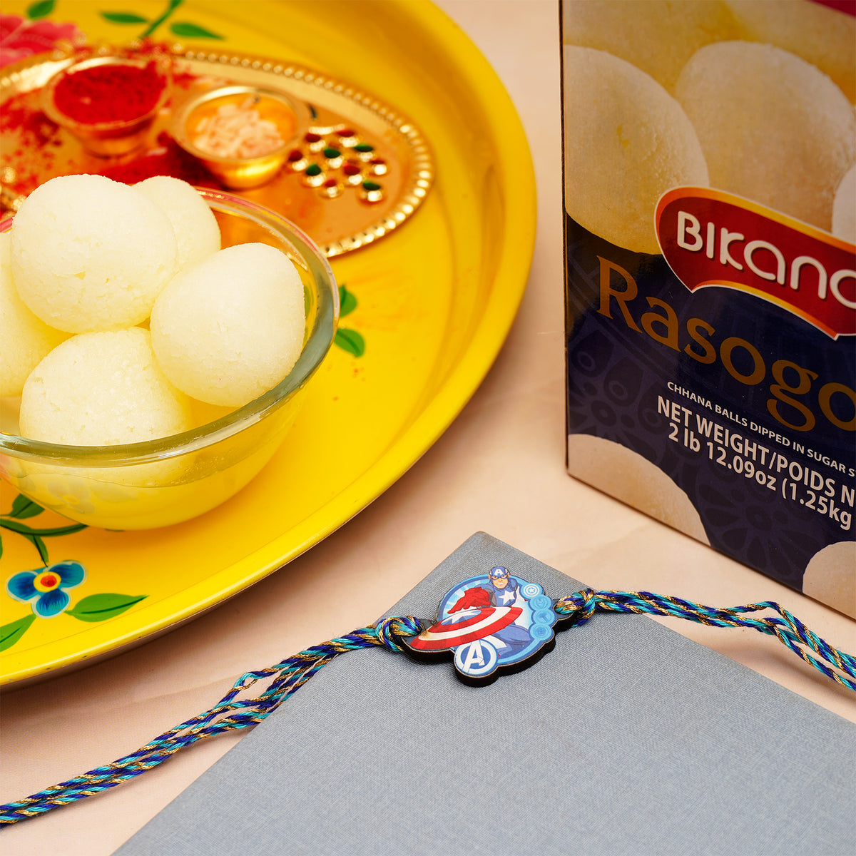 Captain America Rakhi with Rasgulla