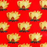 Lotus Printed Ethnic Handcrafted Zip Up Fabric Bag - Red