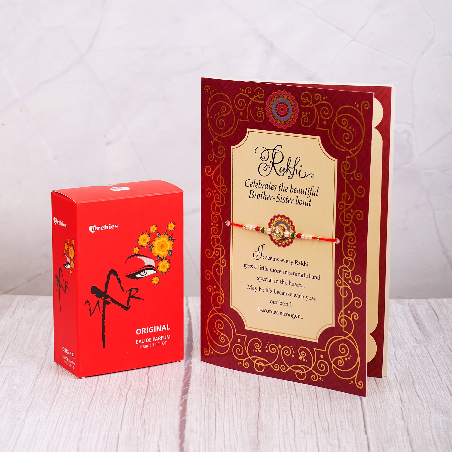 Uxr Perfume with Rakhi Greeting Card