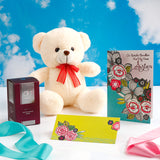 Beige Teddy Gift Set with 01 Women Perfume and Greeting Card