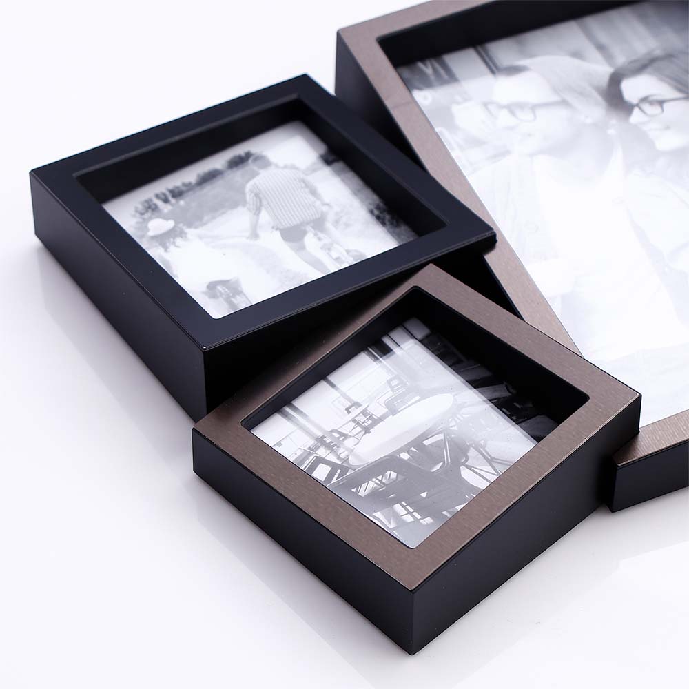 Triple Space Black Photo Frame