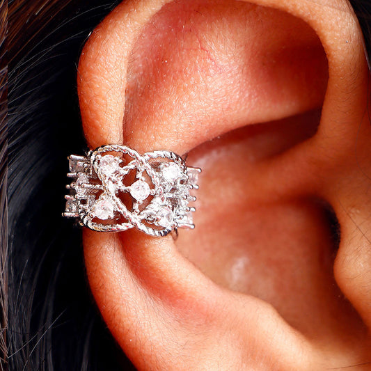 Rinestone Silver Earcuffs
