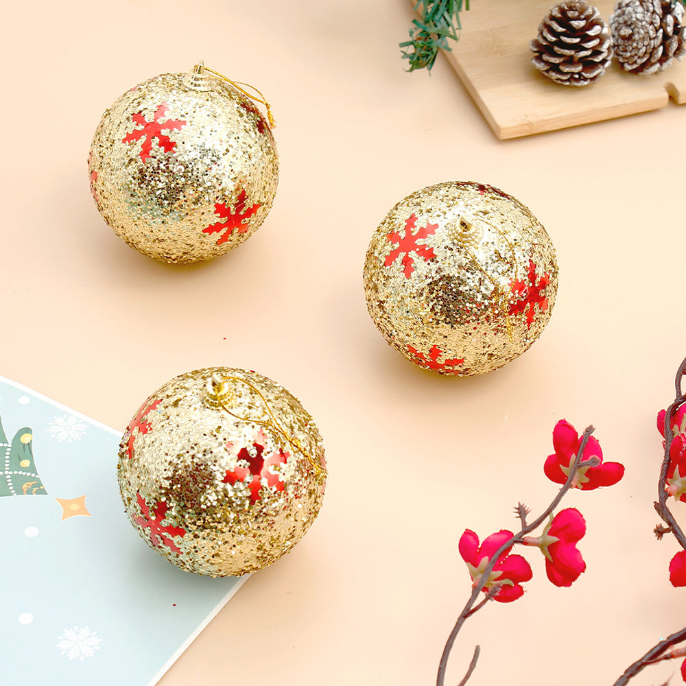 Glittery Christmas Golden Balls