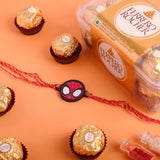 Spiderman Avengers Rakhi with Hersheys Kisses Hazelnut n Cookies