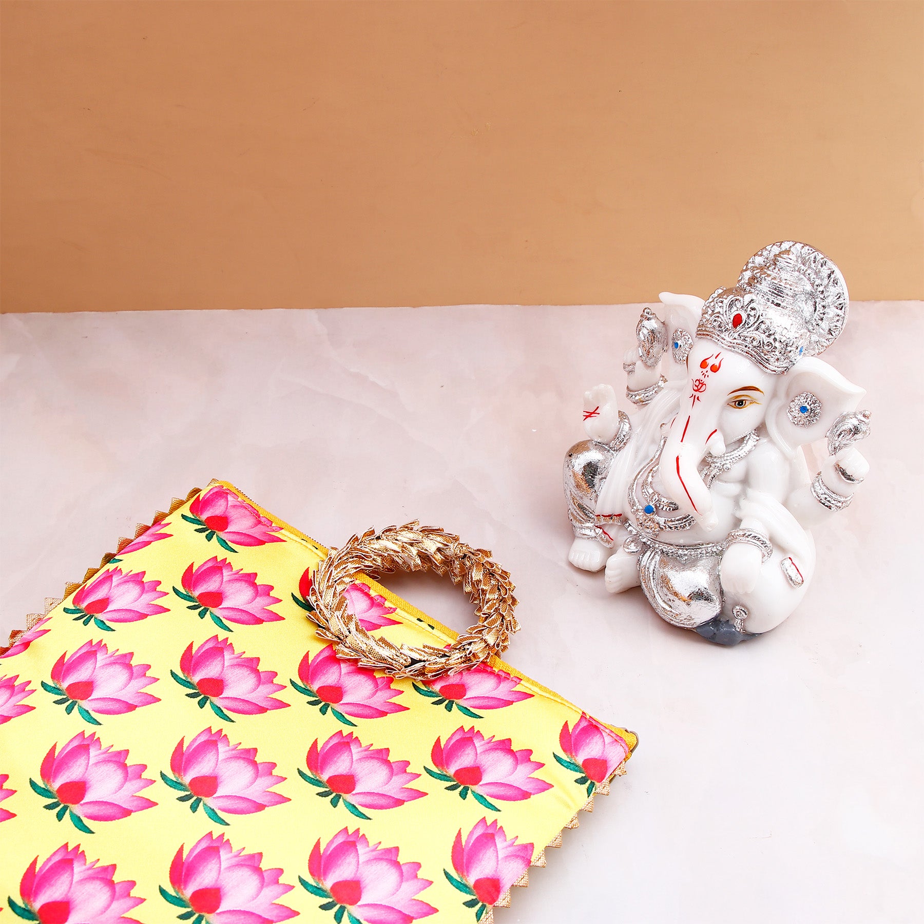 Shree Ganesha Idol with Yellow Bag and Modak 250 GM
