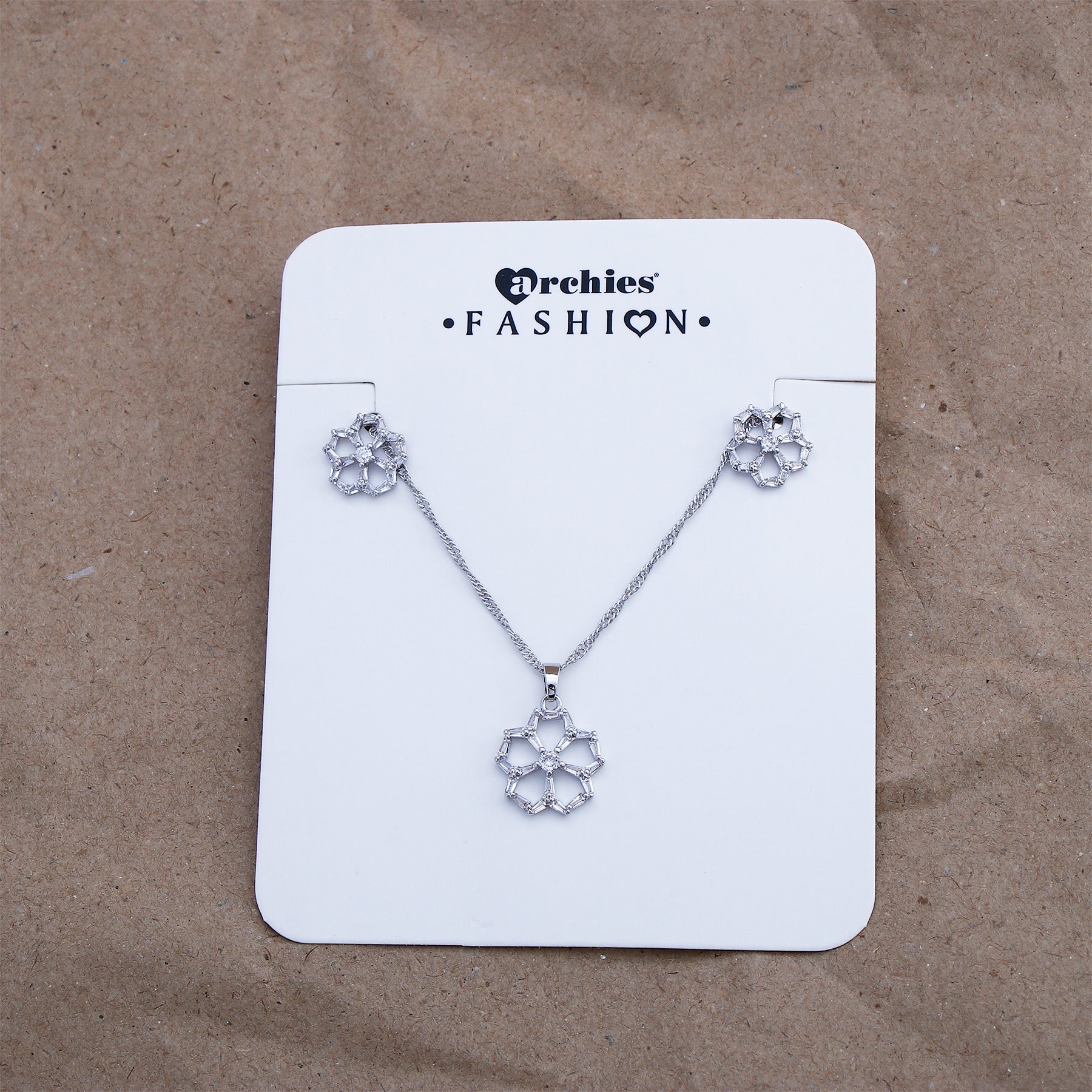 Floral Blooms Pendant with Earring Set