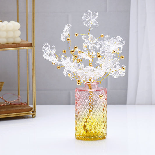 White Blossoms in Crystal Vase