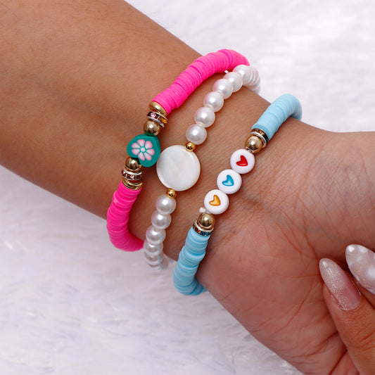 White Pearls Multi Layer Bracelet Set