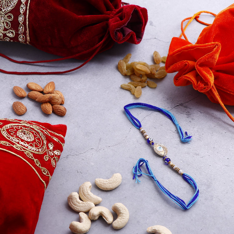 Protective Evil Eye Premium Rakhi with Kaju Badam 100 GM