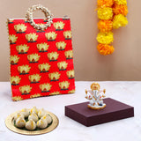 Shree Ganesha Idol with Red Bag and Modak 250 GM