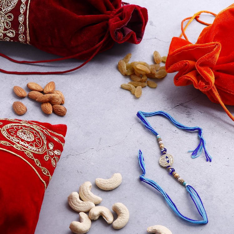 Traditional Evil Eye Premium Rakhi with Kaju Badam 100 GM