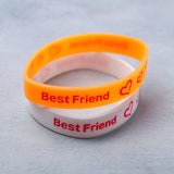 Silicone Friendship Bands Orange and White Set of 2