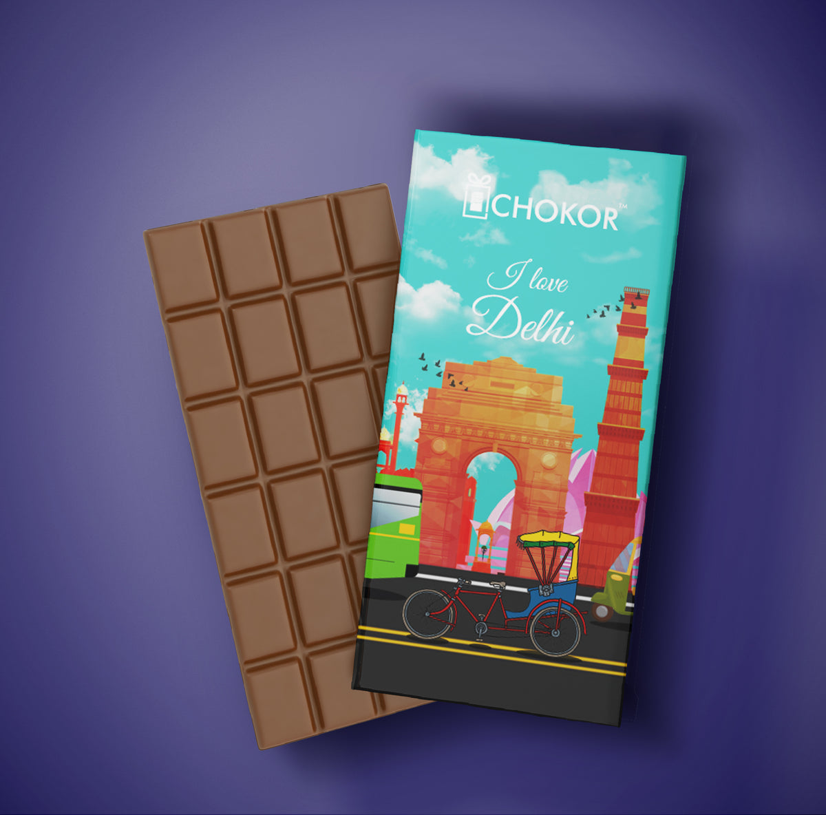 CHOKOR I Love Delhi -  Coffee Flavoured Almond Chocolate Bar